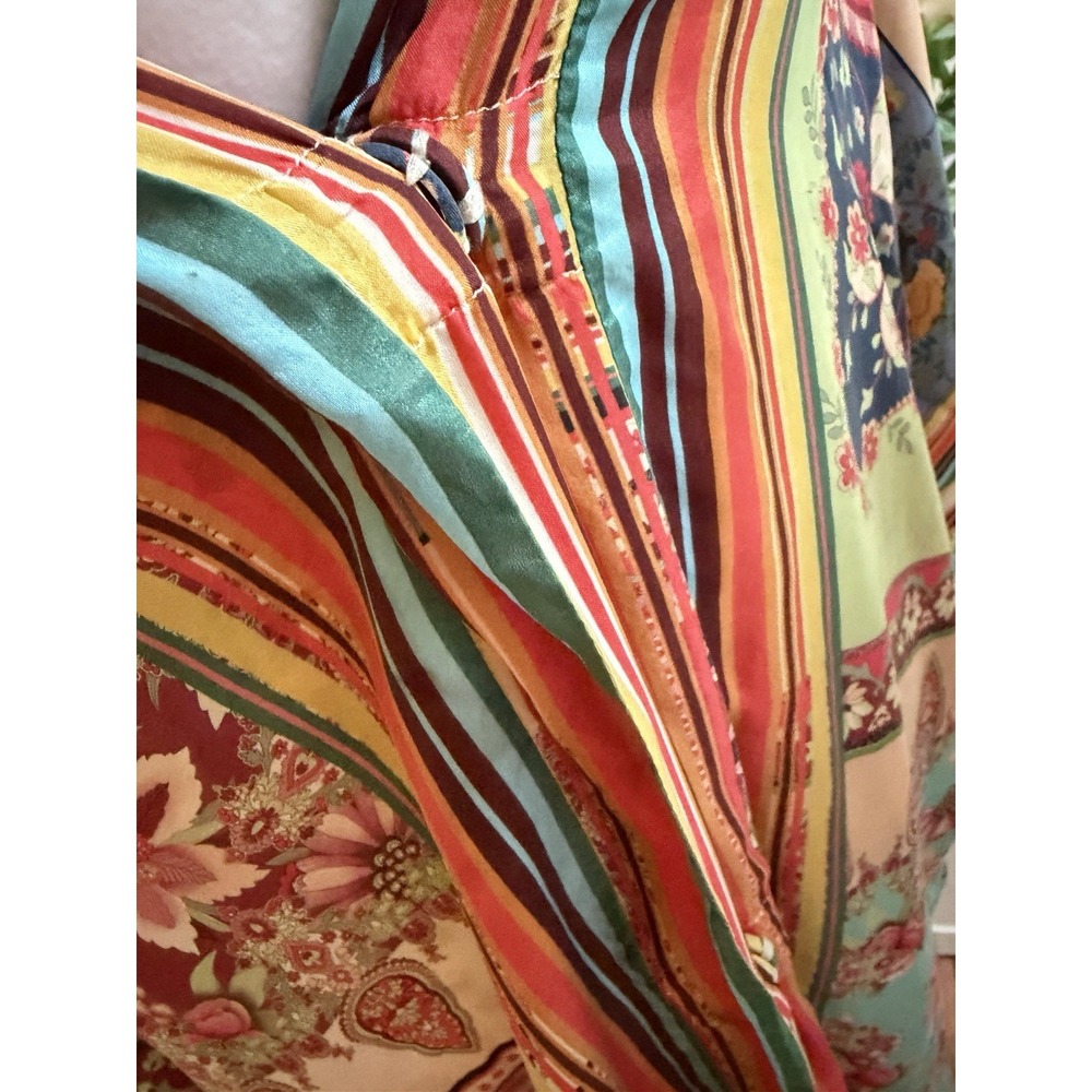 Johnny Was Reversible Silk Kimono Robe Floral Paisley Patchwork Duster XL Multi - Picture 7 of 16